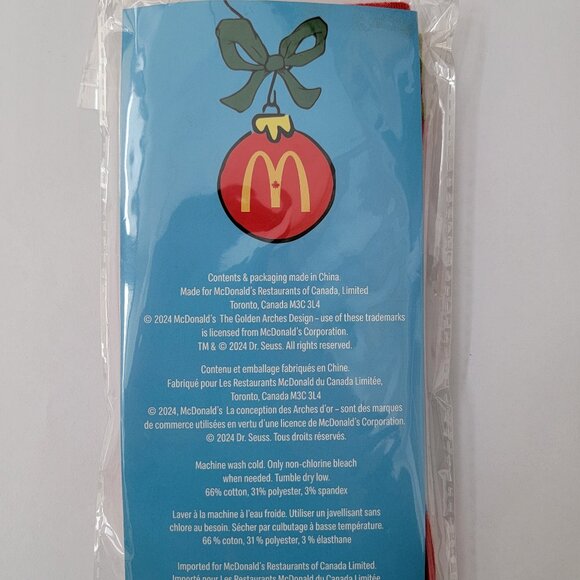 McDonald's Canada The Grinch 2024 holiday socks, Adult One-Size Mismatch Color - Picture 3 of 7